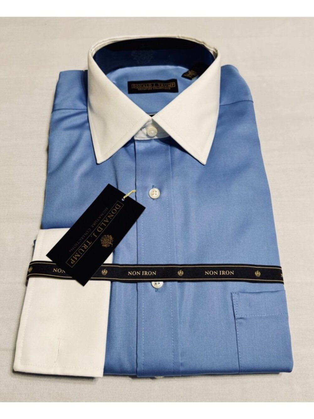 Donald J. Trump Signature Collection Blue French Cuff Dress Shirt 16.5 34/35